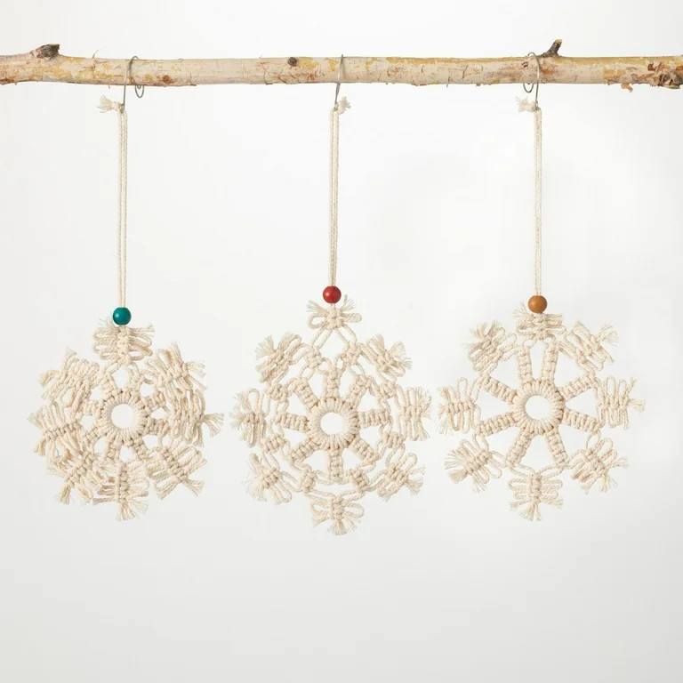 Macrame Snowflake Ornament Multicolor 5"H  Set of 3 | Walmart (US)