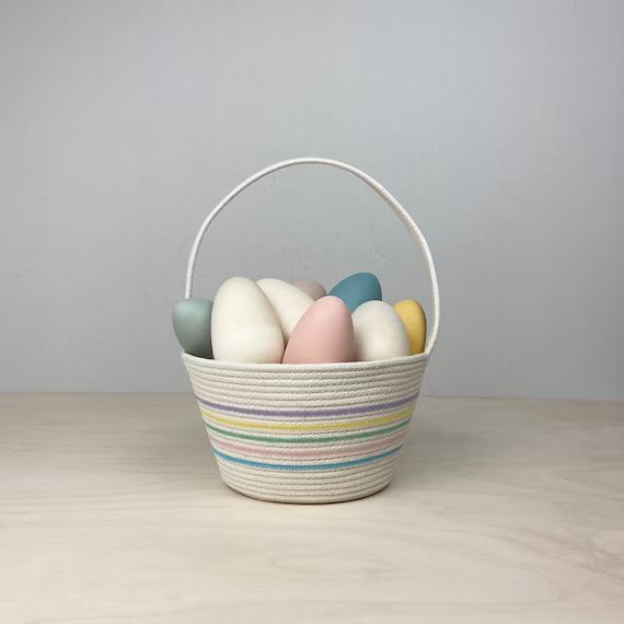 Easter Basket with Spring Rainbow, Rainbow Easter Basket, Rope Basket, Easter Baskets for Kids, E... | Etsy (CAD)