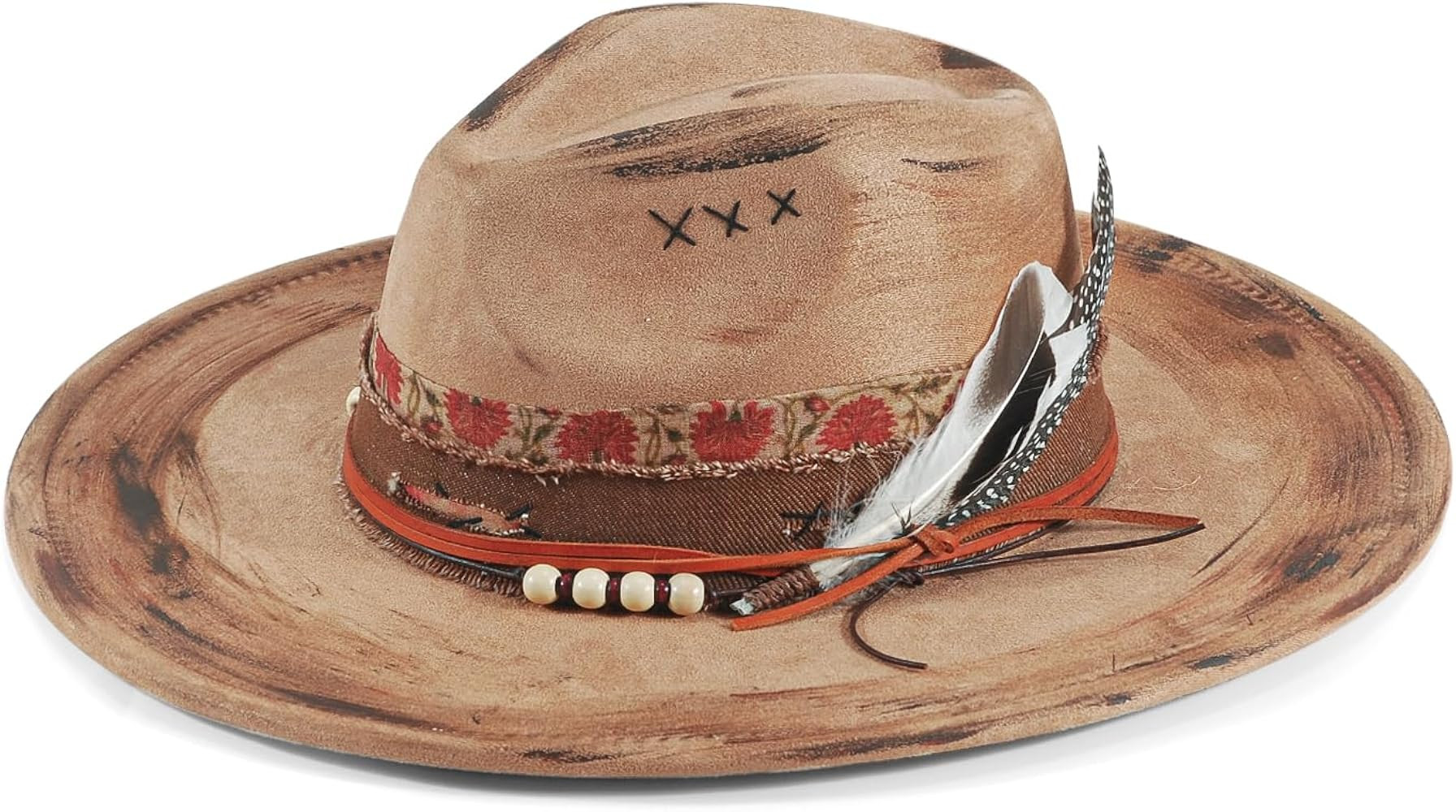 Wide Brim Fedora Hat for Men Women Retro Western Felt Hats | Amazon (US)