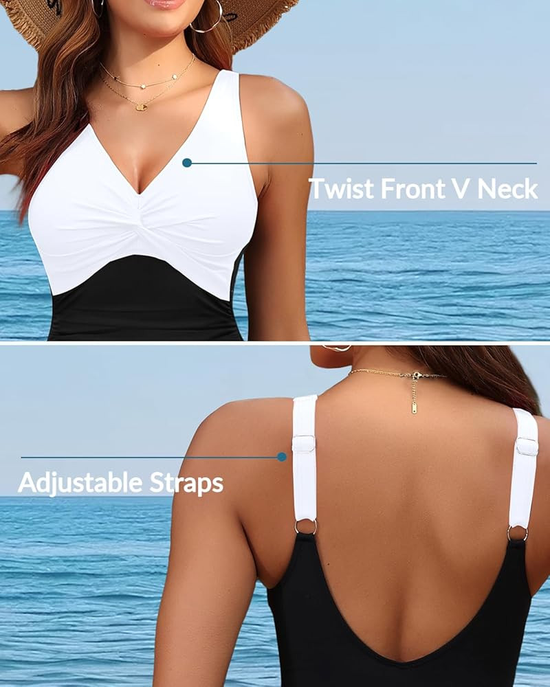 Holipick Women Tummy Control One Piece Swimsuit - Push Up Bathing Suit Full Coverage Slimming Swi... | Amazon (US)