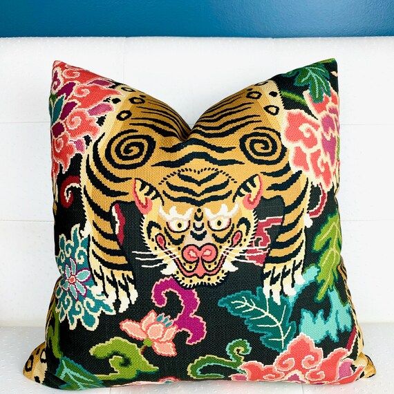 Read the full title
    Tiger Pillow Cover - Chinoiserie Pillow Cover - Animal Print - Tiger Stri... | Etsy (US)