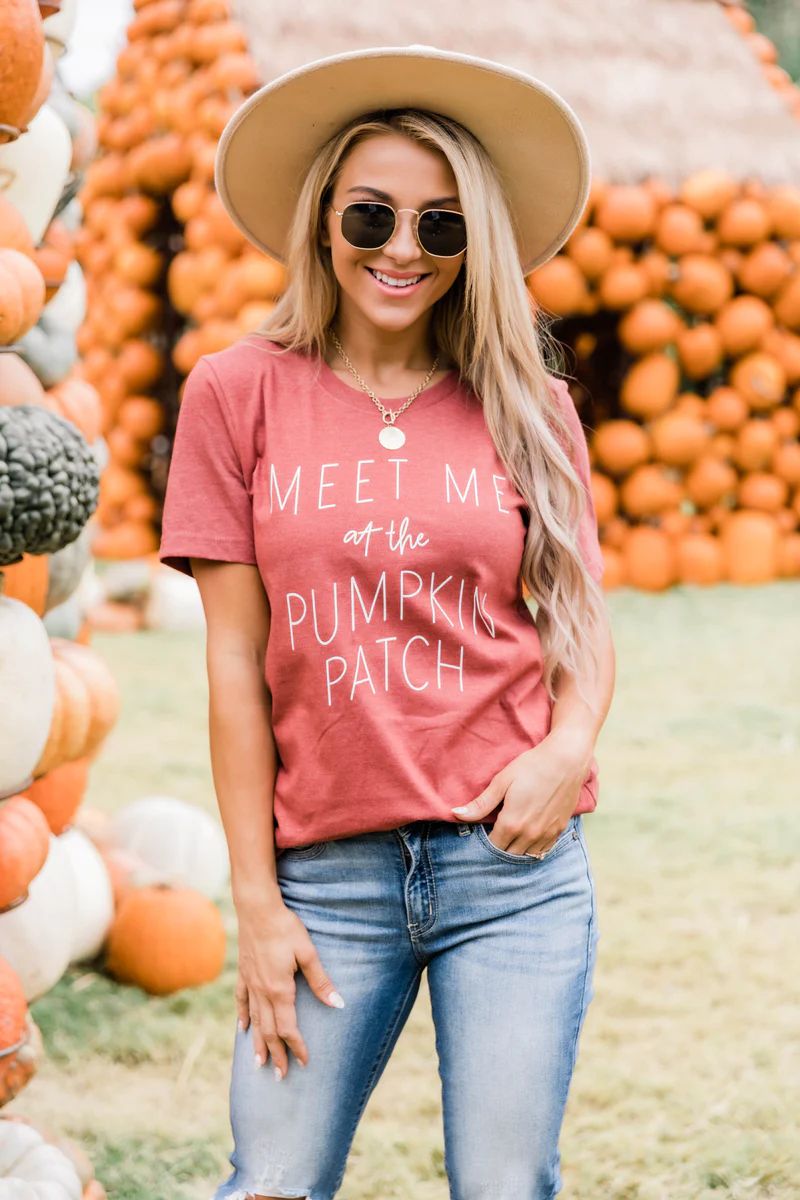 Meet Me At The Pumpkin Patch Rust Graphic Tee | The Pink Lily Boutique