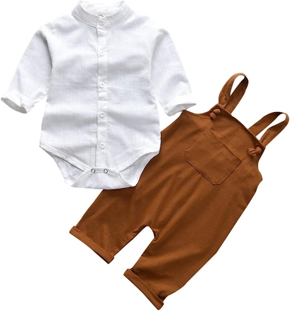 Unutiylo Baby Boys Clothes for Gentleman Outfits,Toddler Overalls Baby Suspender Pants and Bodysu... | Amazon (US)
