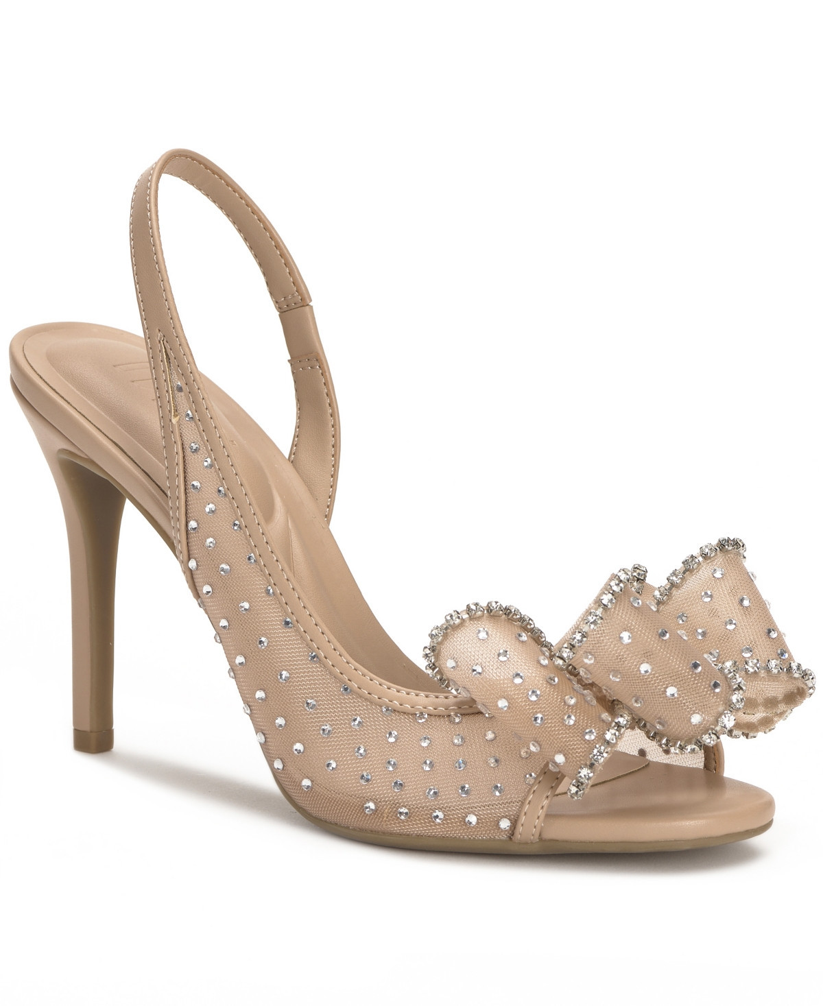I.n.c. International Concepts Women's Hallee Round Toe Embellished Mesh Sandals, Macy's Exclusive - Buff Nude | Macy's