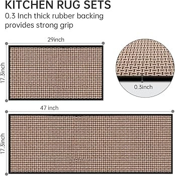 Kitchen Rugs and Mats Non Skid Washable Set of 2 PCS, Absorbent Runner Rugs for Kitchen, Front of... | Amazon (US)