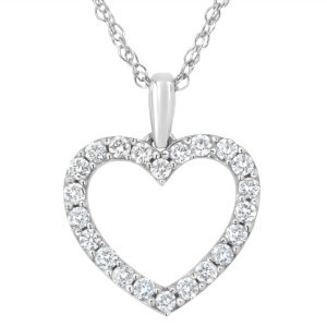 Sterling Silver Diamond Women's Heart Shaped Pendant Necklace | Christmas Central