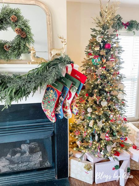 My Christmas tree is back in stock along with my garland. I added a strand of cedar garland to my Norfolk pine garland  

#LTKhome #LTKHoliday #LTKSeasonal