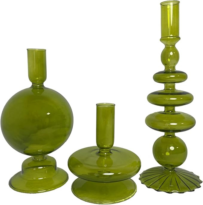 Candlestick Holders, Glass Candle Holders for Table Centerpiece, Taper Candle Stand Modern Style ... | Amazon (US)