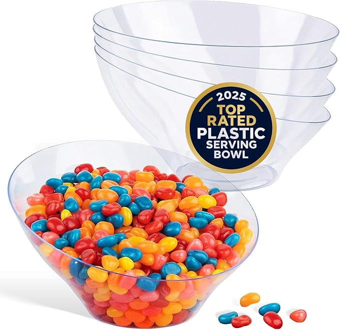 20oz Clear Plastic Serving Bowls (4 Pack) Medium Disposable Candy Dishes, Buffet Containers, Chip... | Amazon (US)