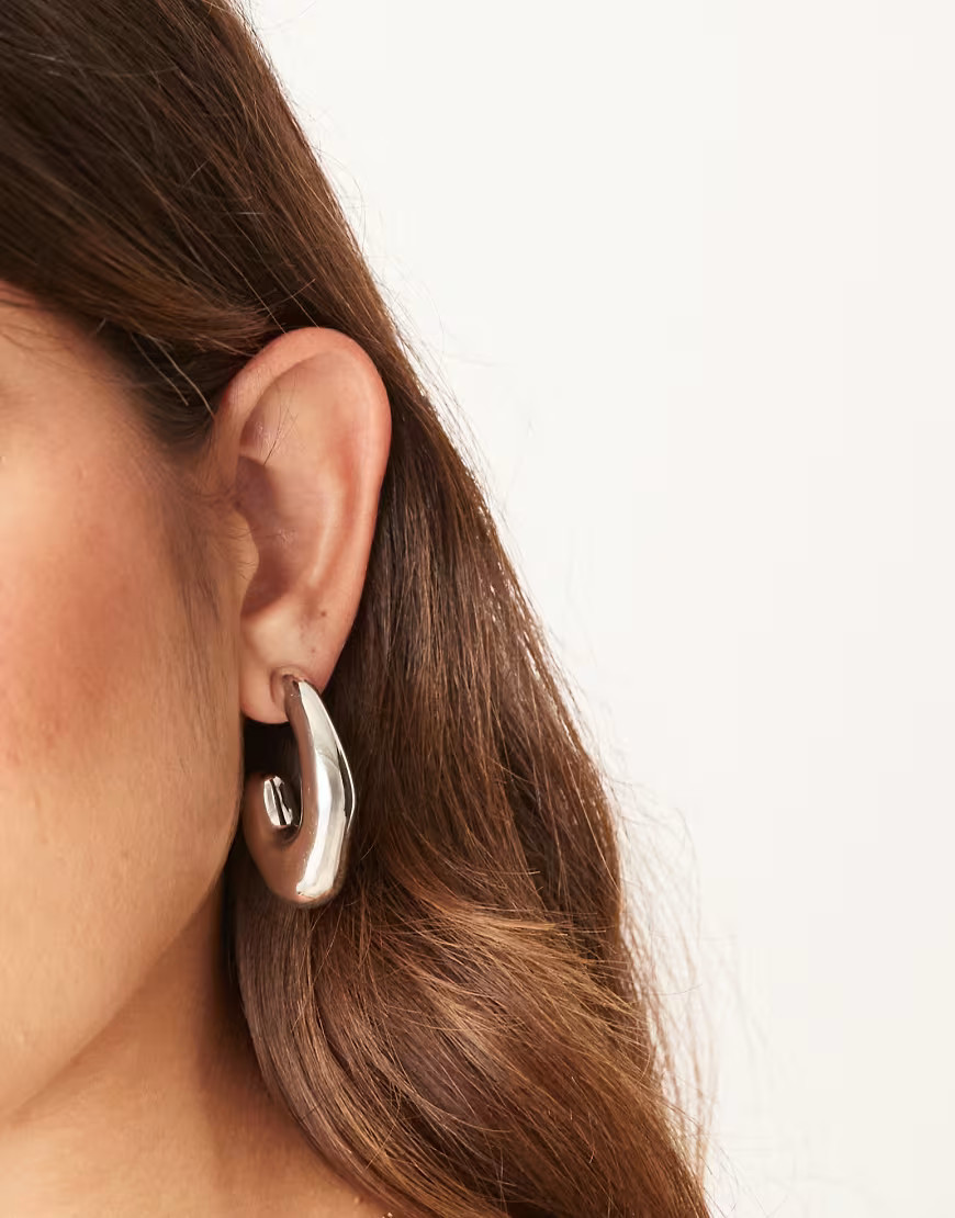 ASOS DESIGN hoop earrings with chunky bubble design in silver tone | ASOS (Global)