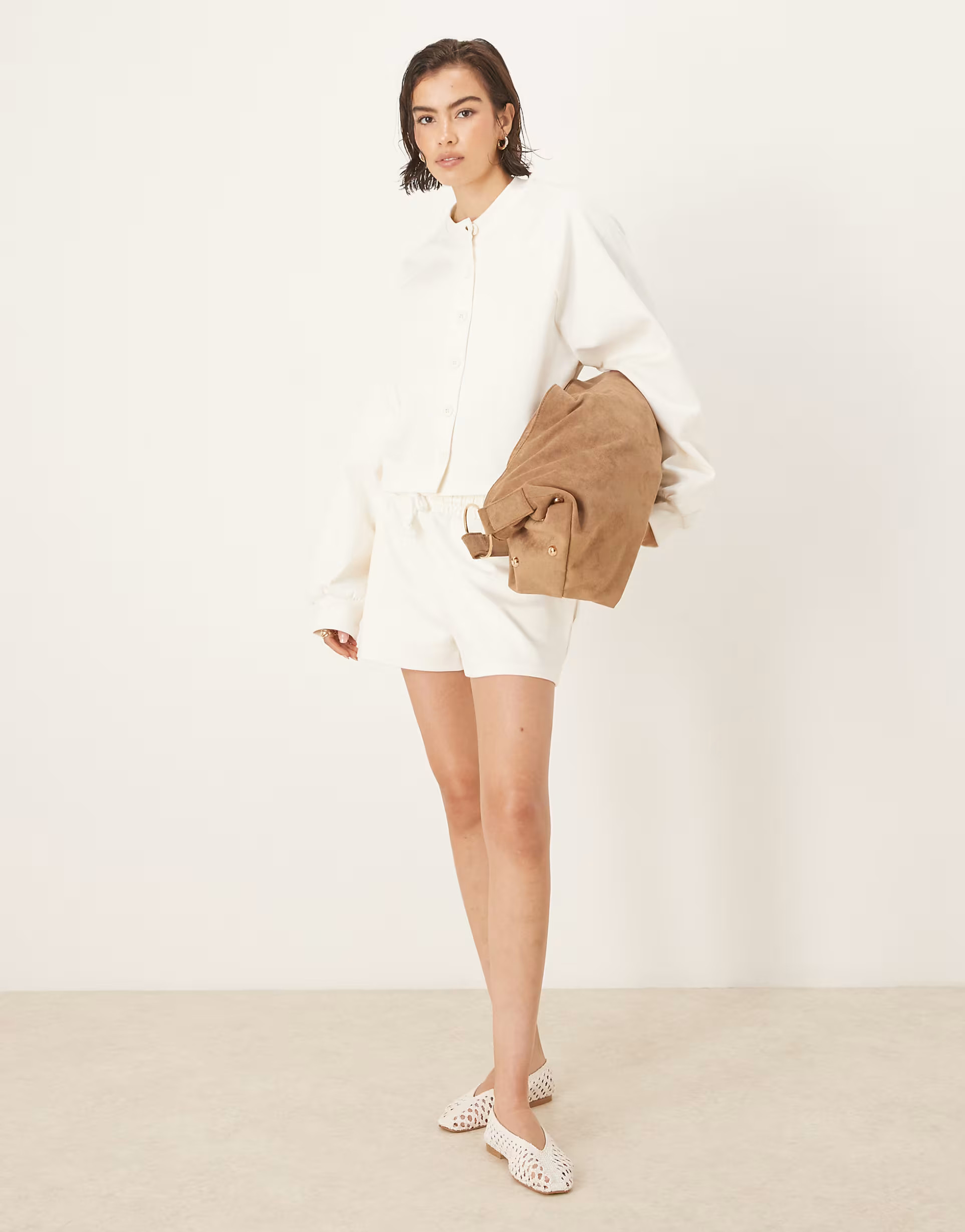 ASOS DESIGN interlock co-ord in cream | ASOS (Global)