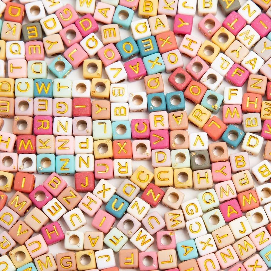 1000pcs Colorful Square Letter Beads 6x6mm Cube for Bracelets | Amazon (US)