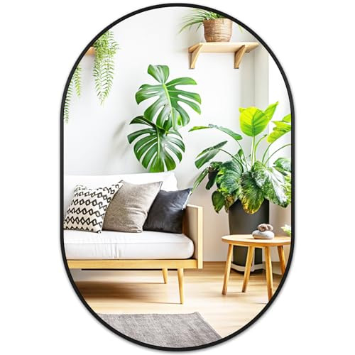 Fabuday Black Oval Bathroom Mirror for Wall - 20x30 Wall Vanity Mirror with Matte Metal Frame for Over Sink, Oval Mirrors for Living Room, Bedroom, Dresser, Entryway Decor, Horizontally/Vertically | Amazon (US)