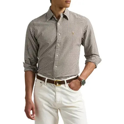 Classic Fit CheckShort Sleeve Cotton Button-Down Oxford Shirt | Nordstrom