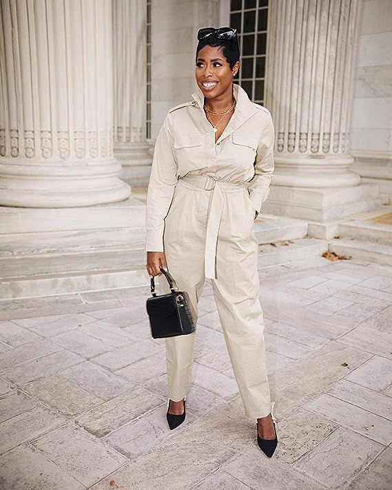 The Drop Women's Khaki Belted Jumpsuit by @highlowluxxe | Amazon (US)