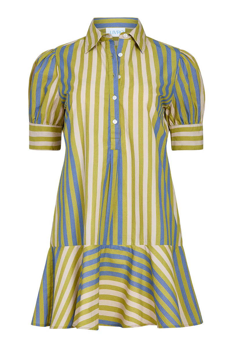 Liv Dress, Chartreuse Stripes | Livro