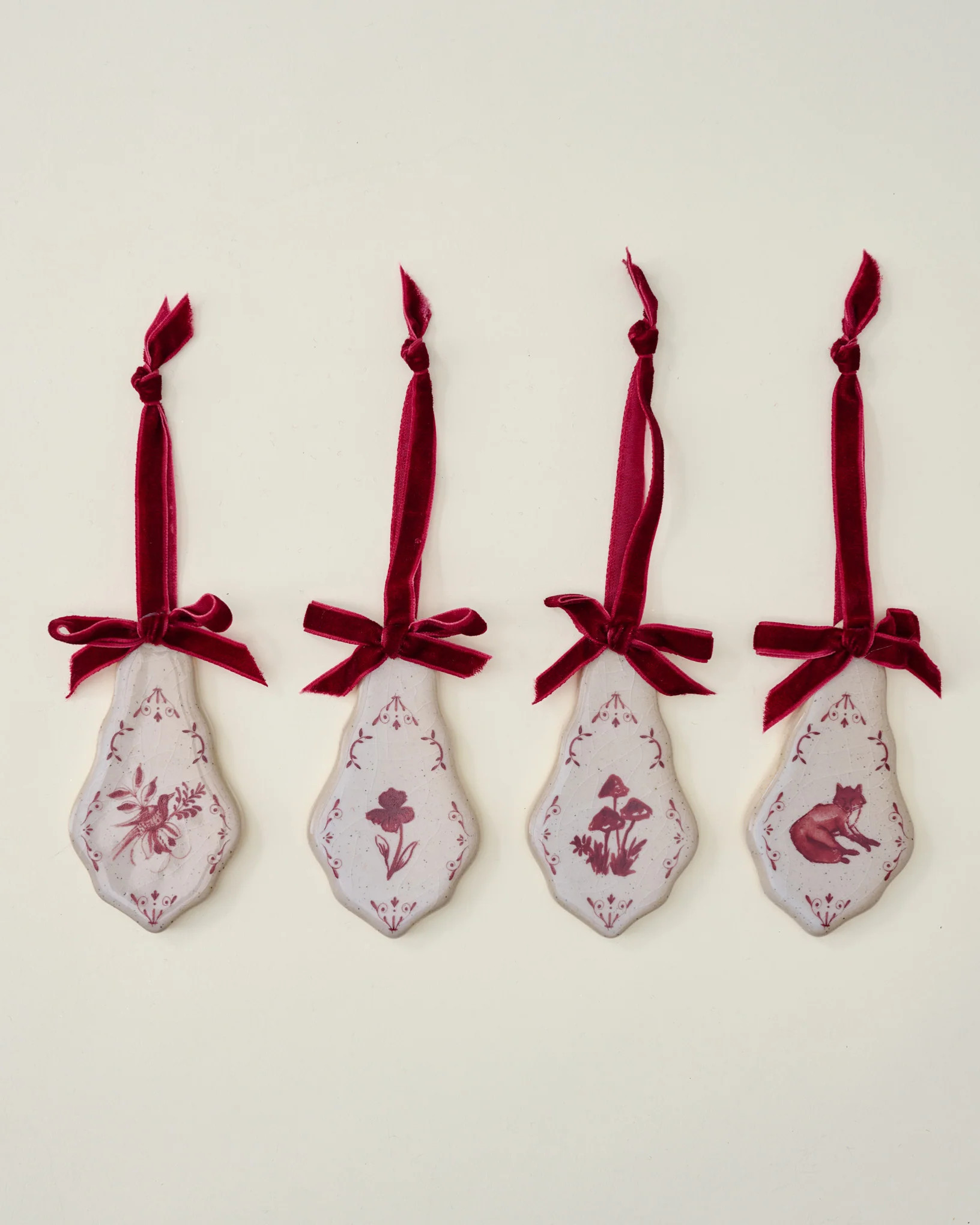 Heirloom Noel Ceramic Tile Ornaments, Set of 4 | Magnolia