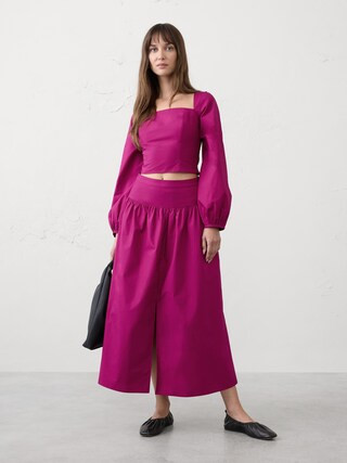 Poplin Dropped-Waist Maxi Skirt | Banana Republic Factory