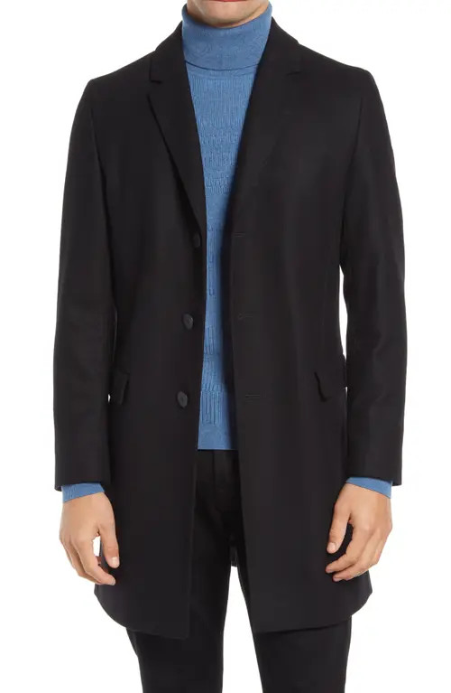 HUGO Migor Wool Blend Car Coat in Black at Nordstrom, Size 40R | Nordstrom