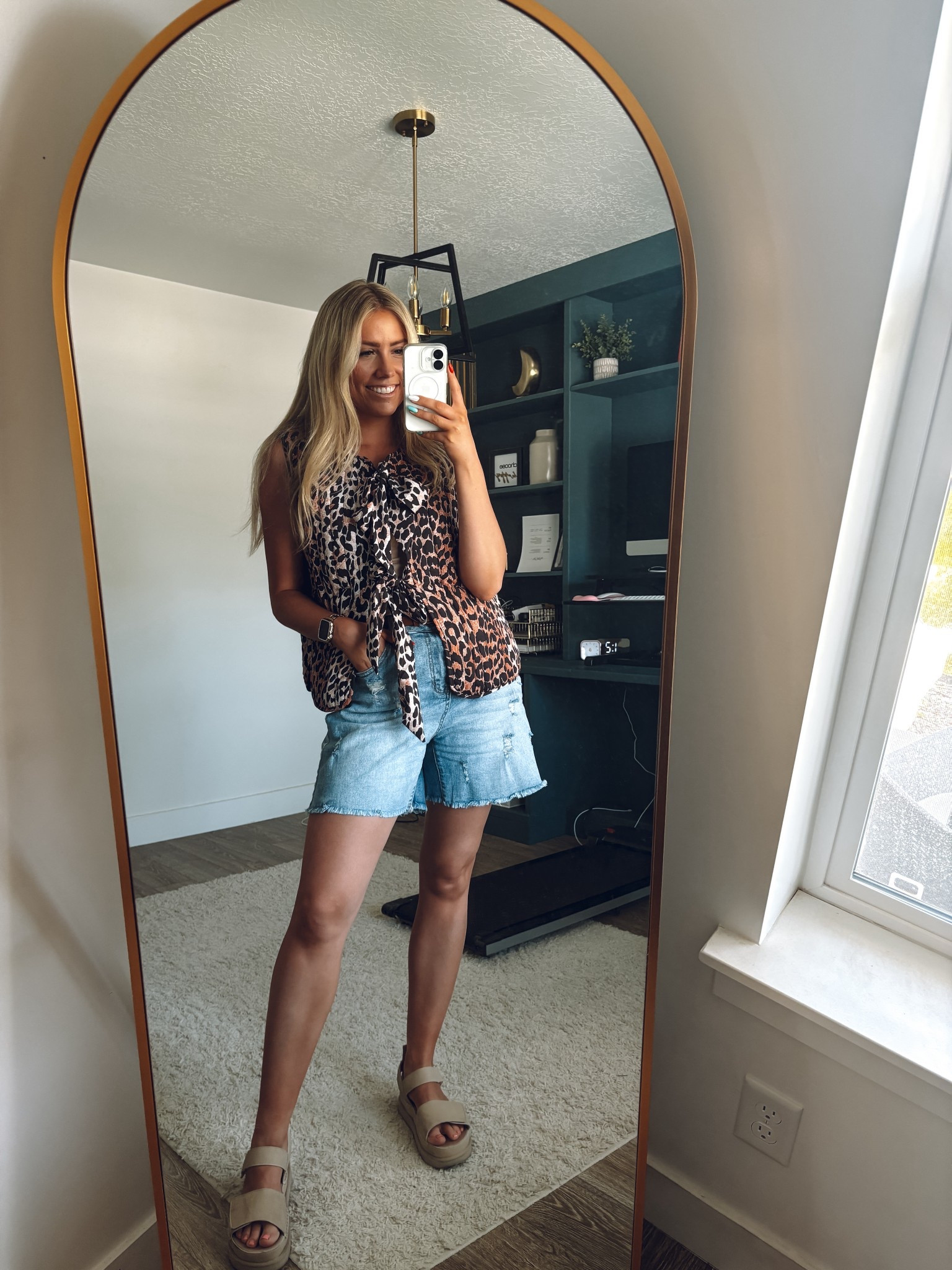 summer outfit! these shorts are stretchy and comfortable!! 

shorts: sized up one to L for looser fit but they’re true to size 
leopard vest: wearing usual size M
Sandals: true to size and comfortable 

#LTKSeasonal #LTKFindsUnder100 #LTKSummerEdit