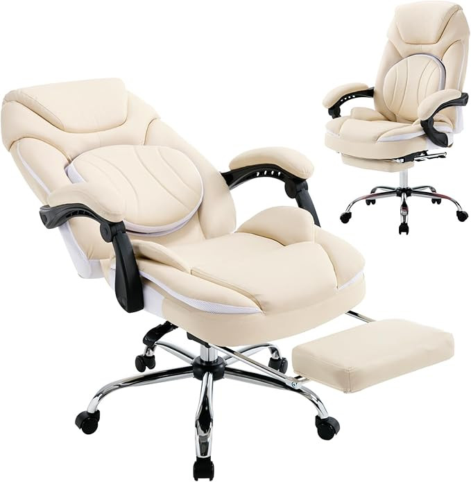 350lbs Ergonomic Reclining Executive Office Chairs with Footrest Back Support for Women Wide Seat... | Amazon (US)