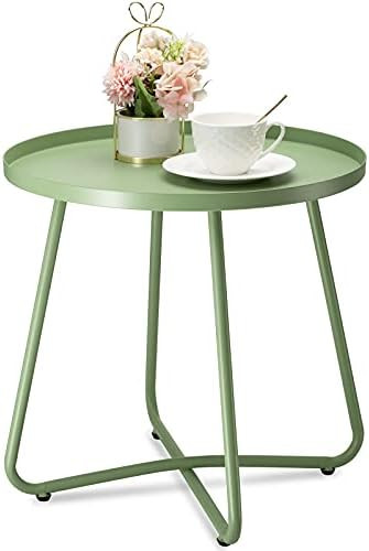 danpinera Outdoor Side Tables, Weather Resistant Steel Patio Side Table, Small Round Outdoor End ... | Amazon (US)