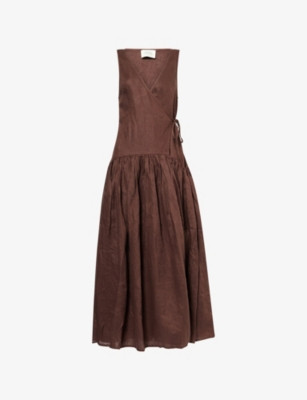 Ilio Wrap-Over Linen Midi Dress | Selfridges