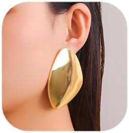 Statement Earrings for Women Chunky Gold Earring Hypoallergenic Big Geometri Drop Earrings Punk D... | Amazon (US)