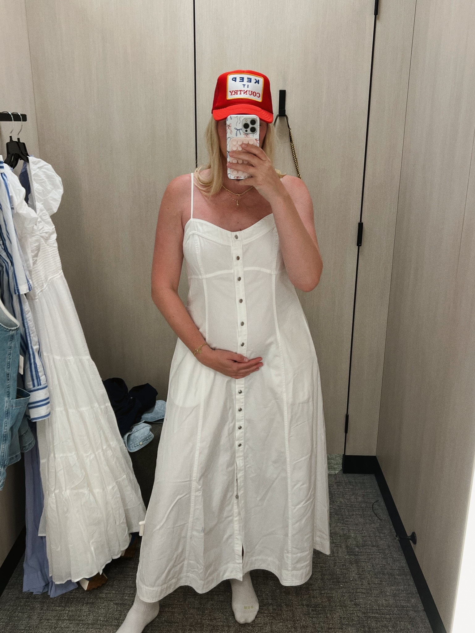 Obsessed with this denim maxi! Runs tts but sized up for the bump

#freepeopledresses #denimmaxi #summerdresses 

#LTKbump #LTKSeasonal