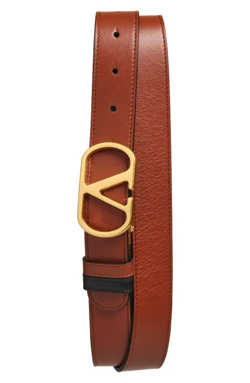 Valentino Garavani VLOGO Signature Reversible Belt in Brown/Black at Nordstrom, Size 110 | Nordstrom