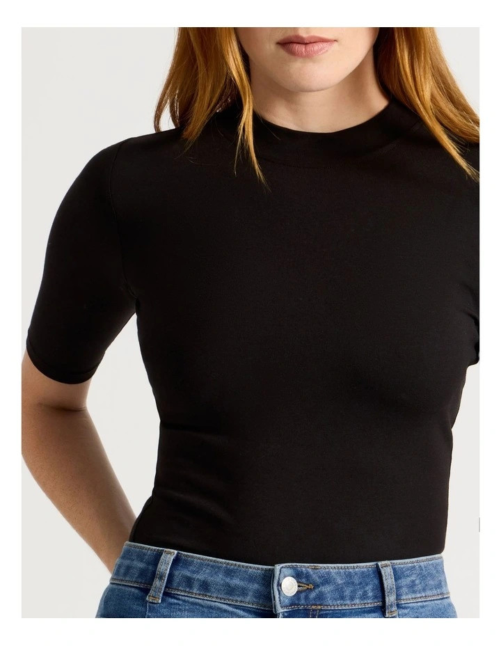 GRAB1/2 Sleeve Mock Neck Tee in Black | Myer