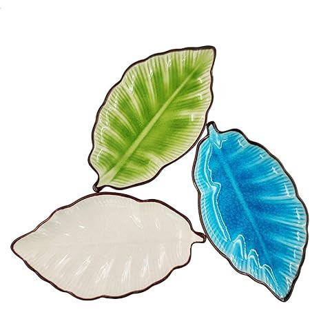 AEXGE Plates Ceramic Leaf Shape Porcelain,Saucers Bowl,Sauce Dishes,Sushi Dinnerware | Amazon (US)