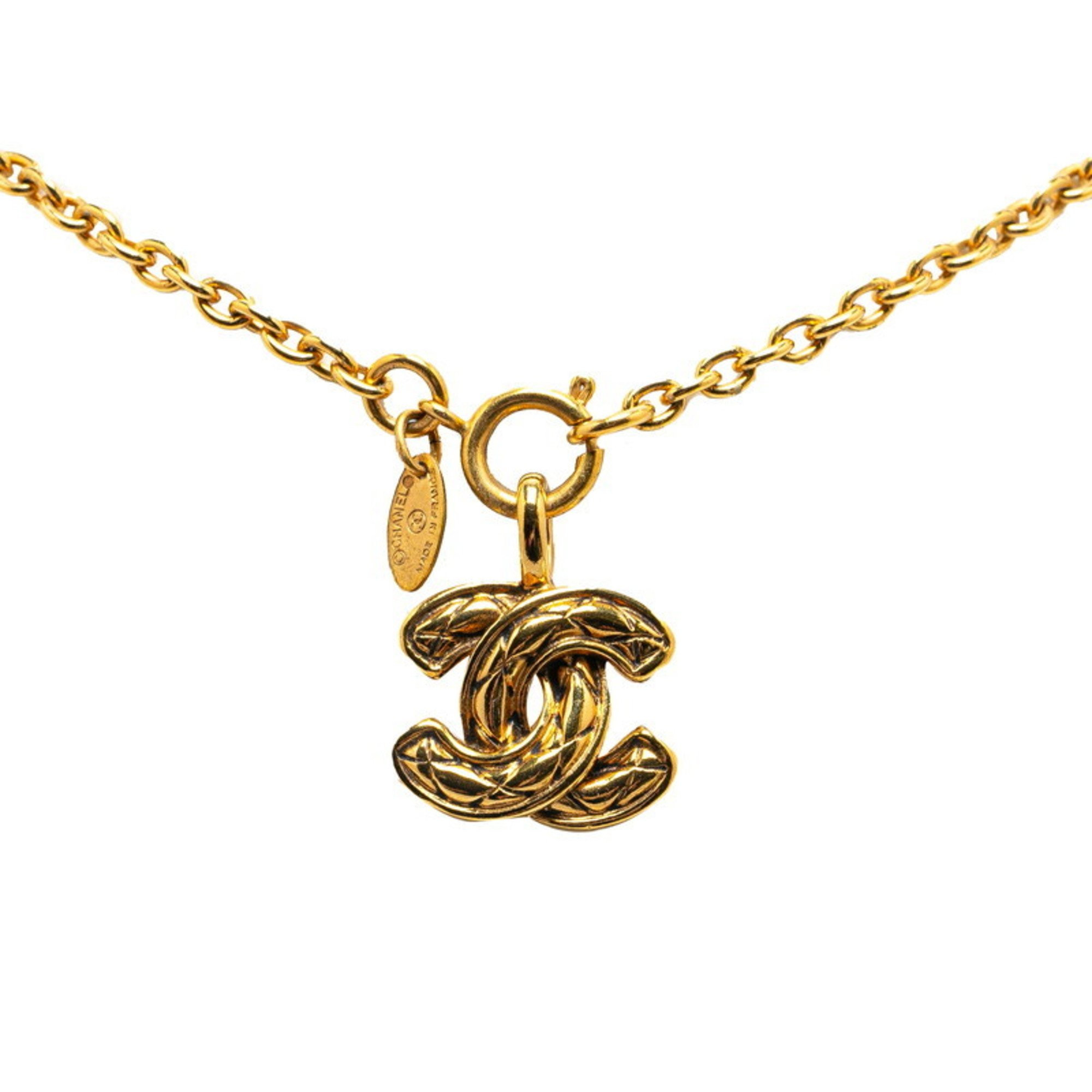 Pre-Owned Chanel Coco Mark Matelasse Necklace Gold Plated Women's CHANEL (Good) | Walmart (US)