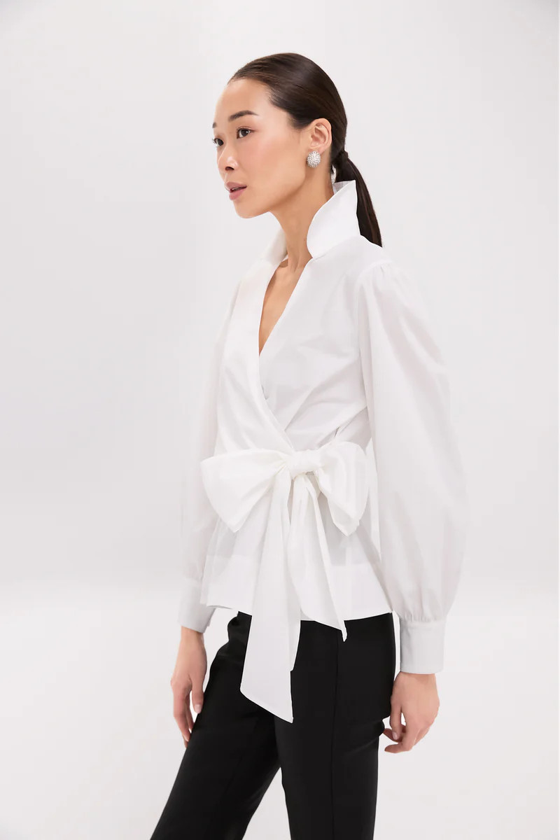 White Tie Front Bow Bea Blouse | Tuckernuck (US)