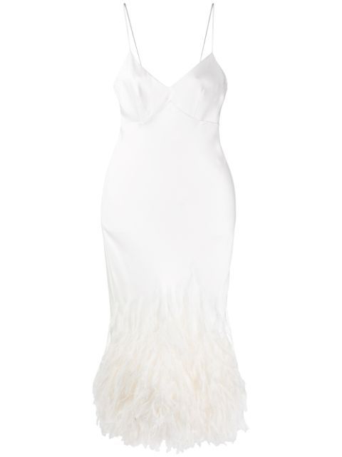 feather embellished slip dress | Farfetch (US)