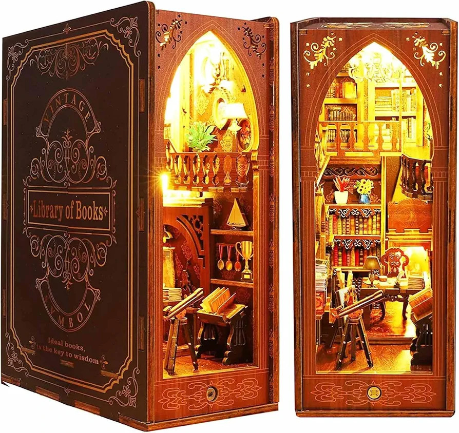 Funle Book Nook Kit for Adults, DIY Booknook Miniature Dollhouse with LED Lights 3D Wooden Puzzle... | Amazon (US)