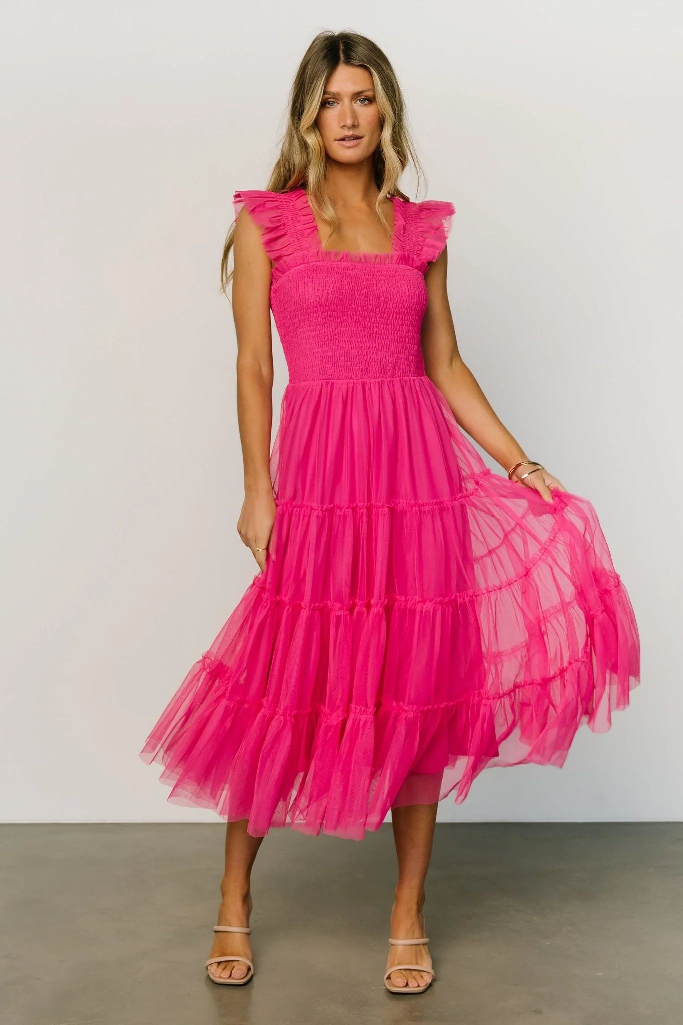 Emma Smocked Tulle Dress | Hot Pink | Baltic Born