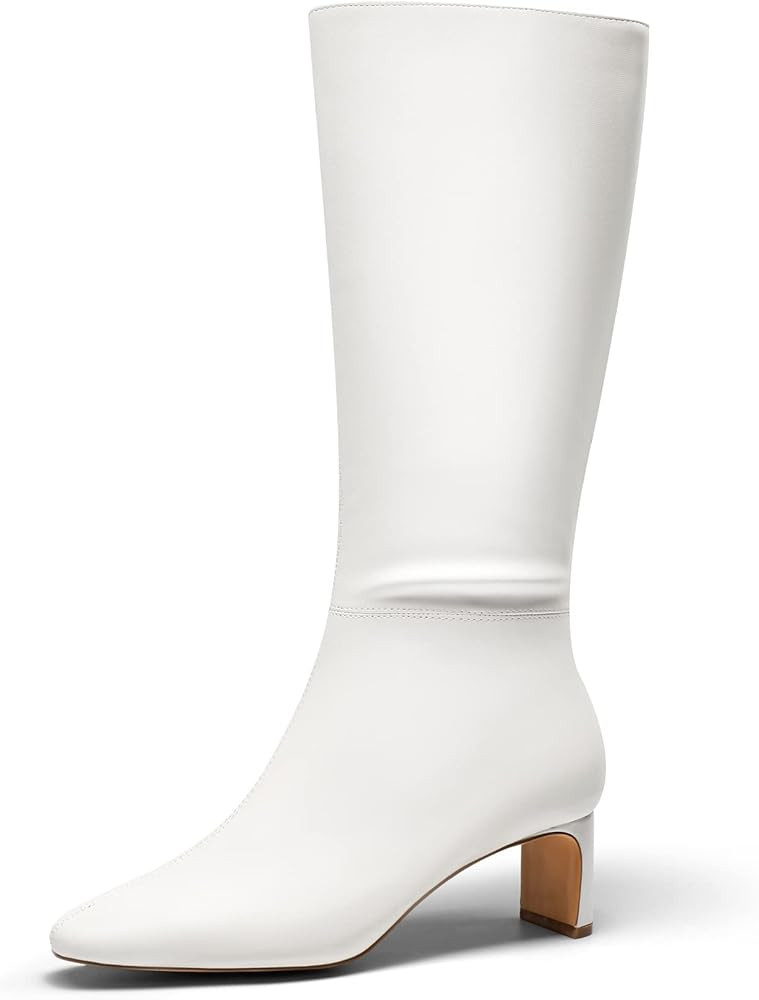 DREAM PAIRS Women's Knee High Suede Chunky Heel Side Zipper Fashion Boots | Amazon (US)