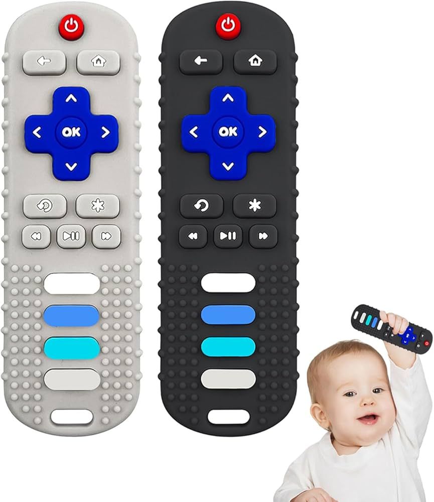 YAPROM 2Pcs Silicone Teething Toys, TV Remote Teether Toys for Baby Remote Teething Toys, Silicon... | Amazon (US)