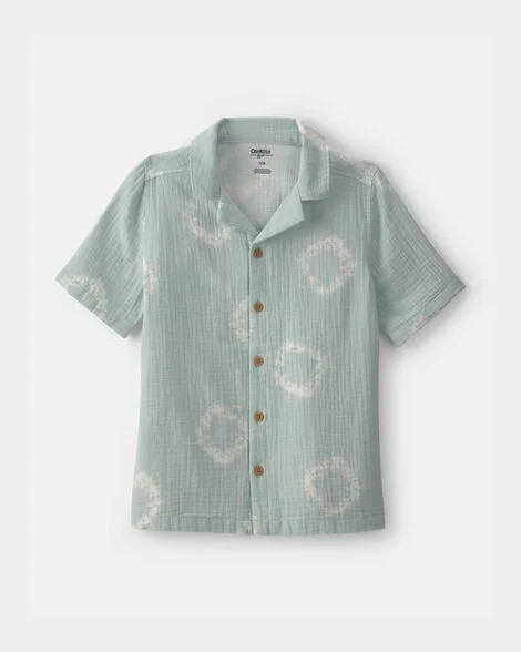 Boys Tie-Dye Short-Sleeve Button-Down Gauze Shirt - Green - OshKosh B'gosh | Carter's | Carter's Inc