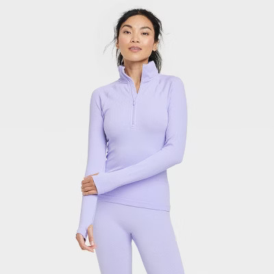 Women's Rib Long Sleeve 1/2 Zip Top - All in Motion™ | Target