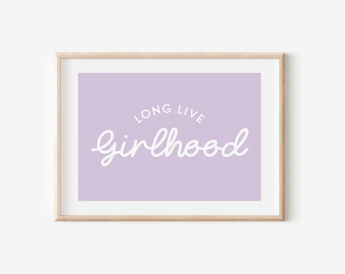 Purple Long Live Girlhood Stripe Downloadable Print, Girl Nursery Decor, Kids Room, Play Room Wal... | Etsy (US)