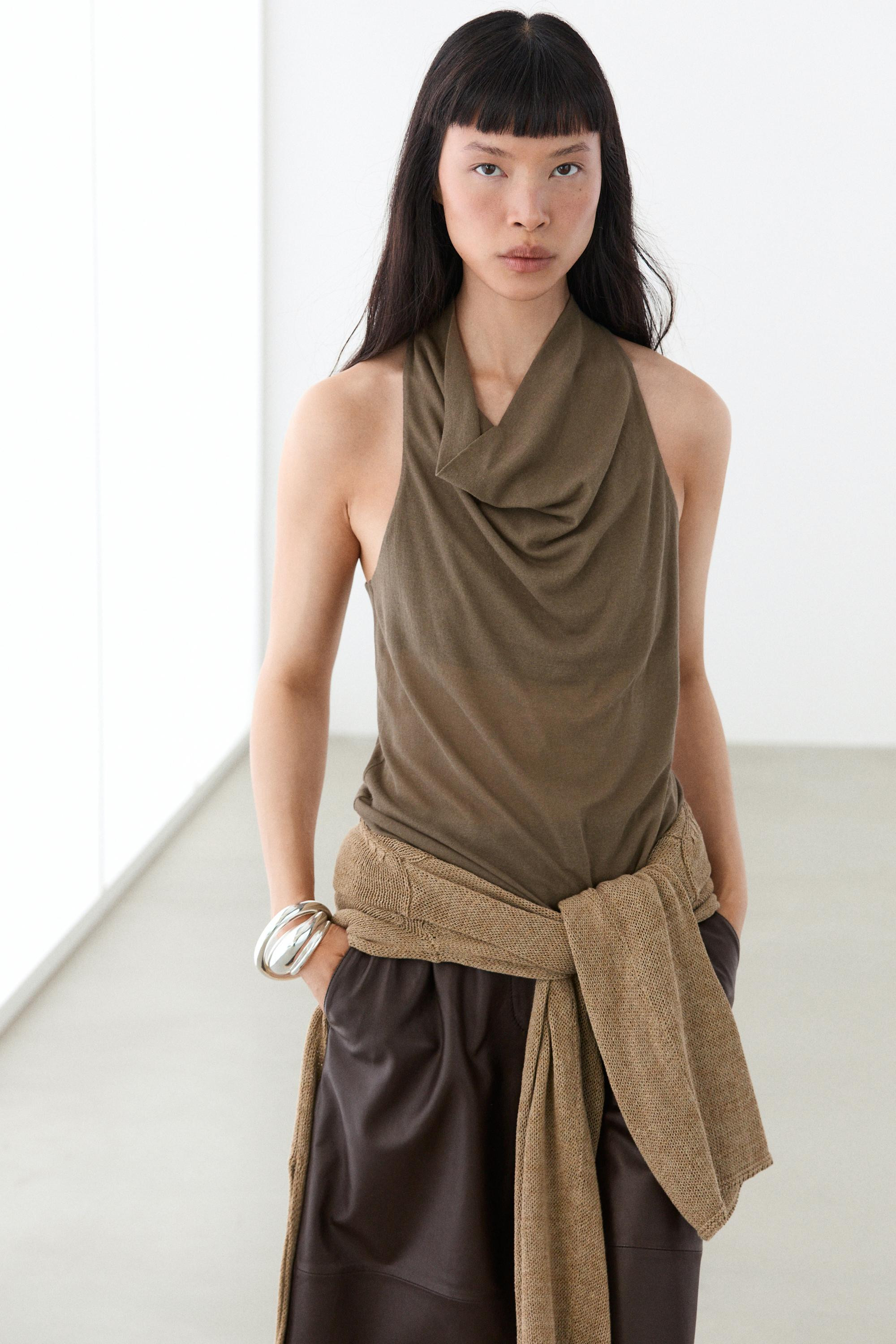 Flowing cotton halter top | Massimo Dutti US