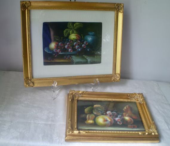 Pair of Original FRUIT Still Life Paintings Gold Framed Fruit - Etsy | Etsy (US)