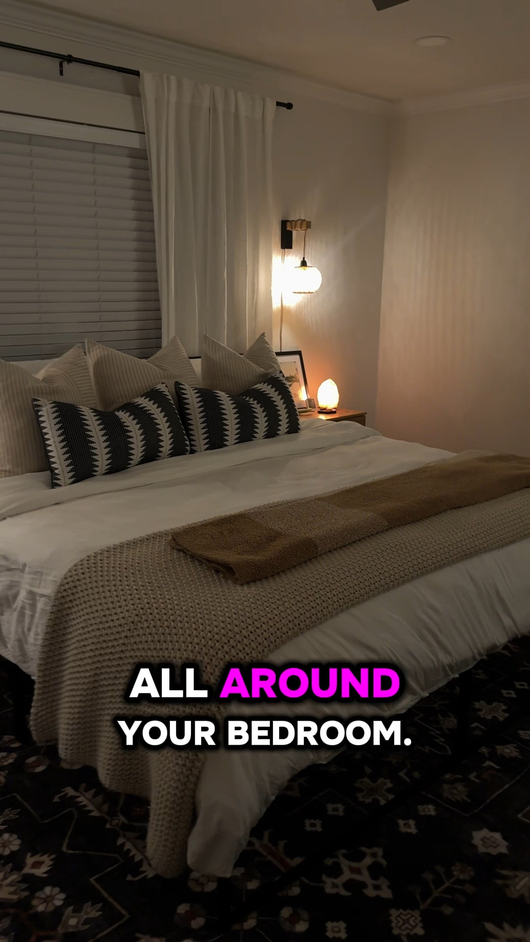 Low lights. Warm tones. Better energy.
Layered lighting > ceiling lights every time. @BleuBully Bedding 

#LTKHome #LTKvlog #LTKstorytime