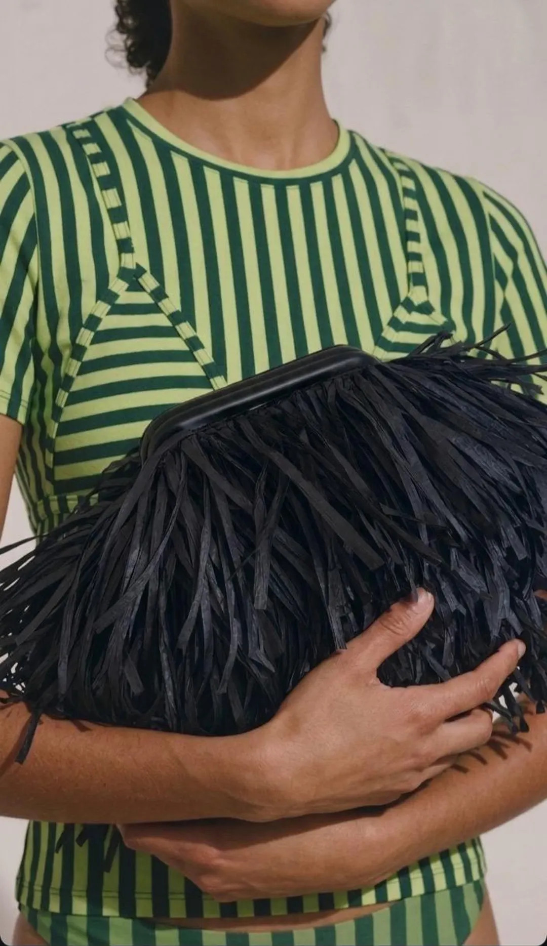 XL Black Raffia Fringe Clutch, Oversized Straw Dumpling Bag with Leather Handle | Etsy (US)