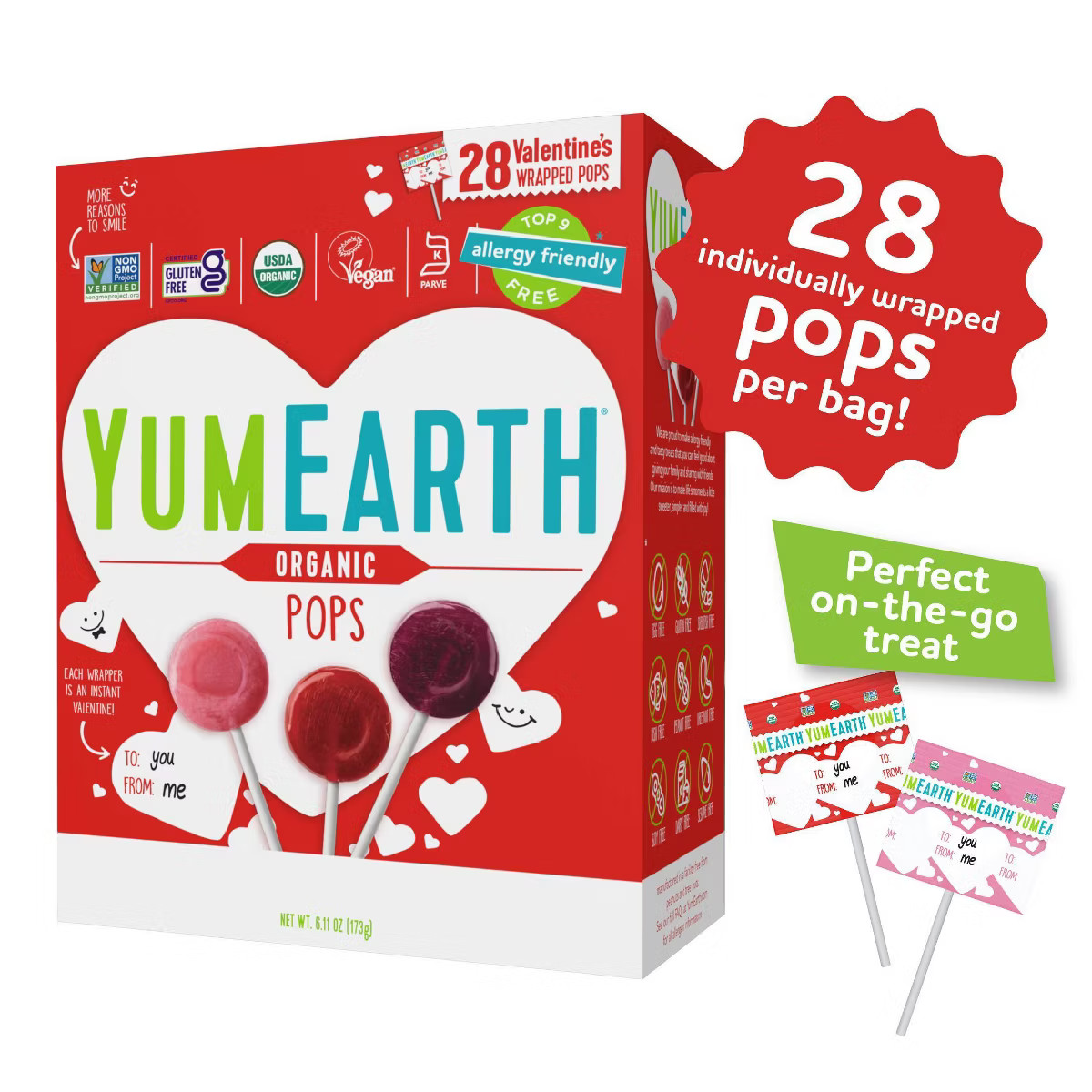 YumEarth Valentine's Organic Pops - 6.11oz/28ct | Target