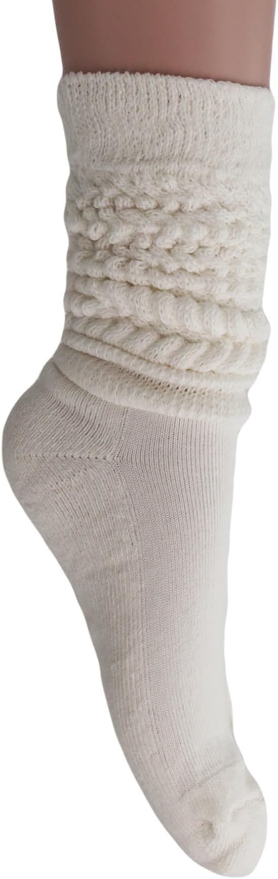 AWS/American Made Women's Extra Long Heavy Slouch Cotton Socks Size 9 to 11 | Amazon (US)