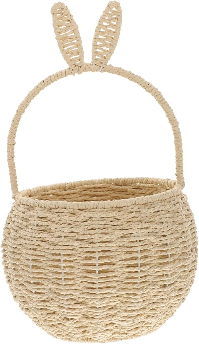 Rabbit Flower Basket Rattan Beach Baskets Rabbit Ear Storage Basket Woven Flower Holder Easter Eg... | Amazon (US)