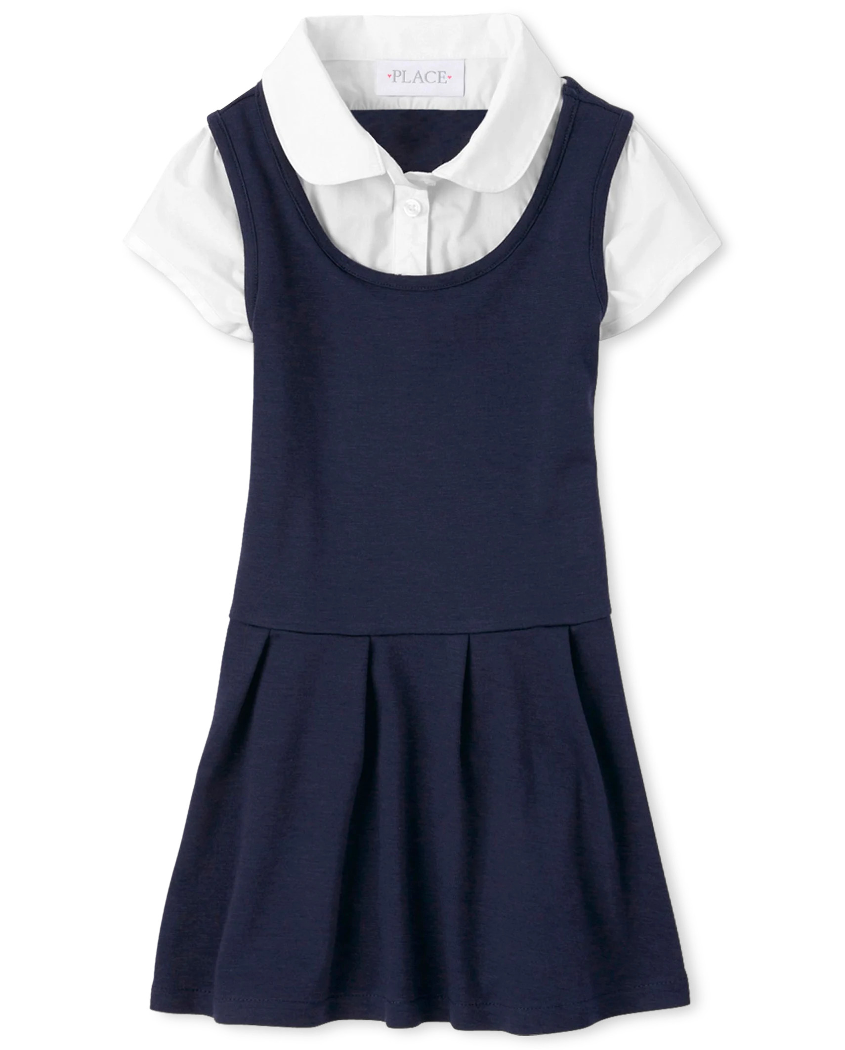 Girls Uniform Ponte Knit 2 In 1 Dress - tidal | The Children's Place